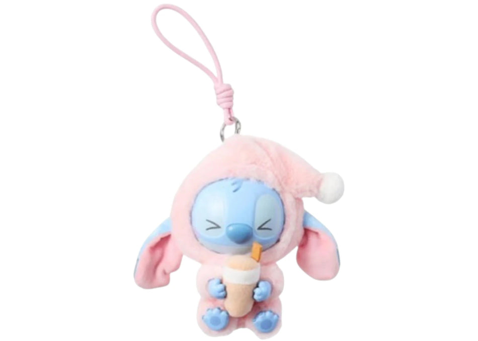 Miniso Top Toy Disney Stitch Eating Something Before Sleep Milk Tea Desire Plush Keychain