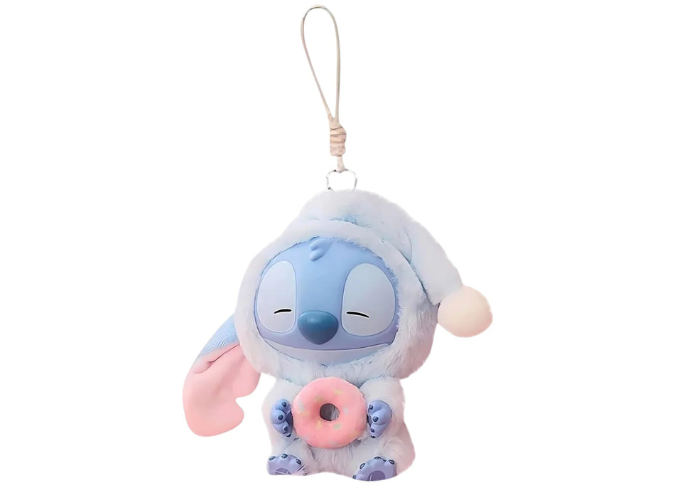 Miniso Top Toy Disney Stitch Eating Something Before Sleep Sleepy Donut Plush Keychain