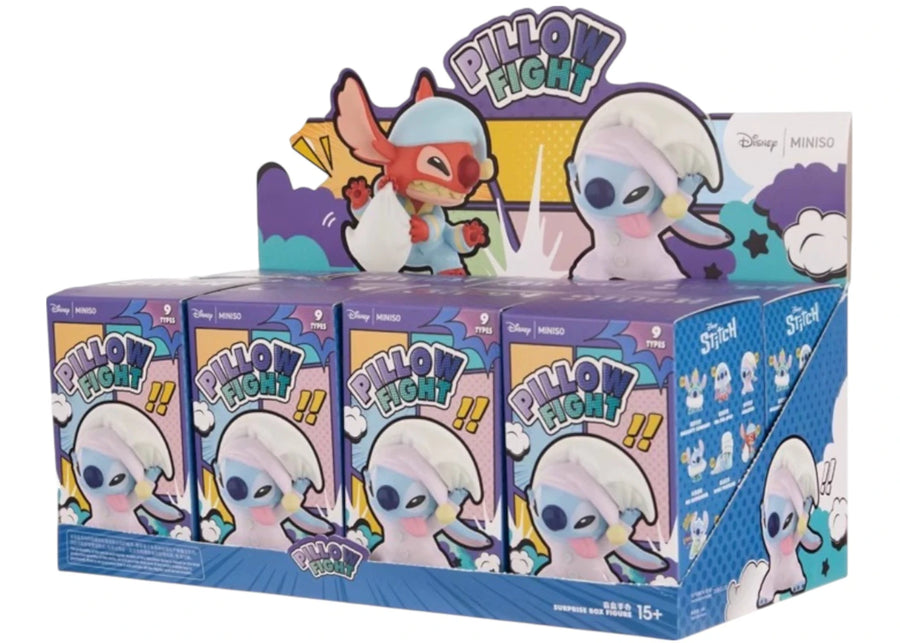 Miniso Top Toy Disney Stitch Série Bataille d'oreillers Figurine Boîte scellée (8 boîtes surprises)
