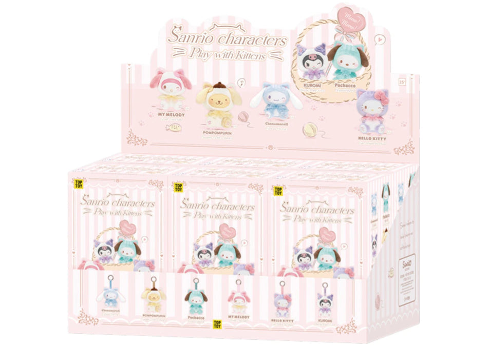 Miniso Top Toy Sanrio Characters Play With Kittens Series Plush Keychains Sealed Case (6 Blind Box)