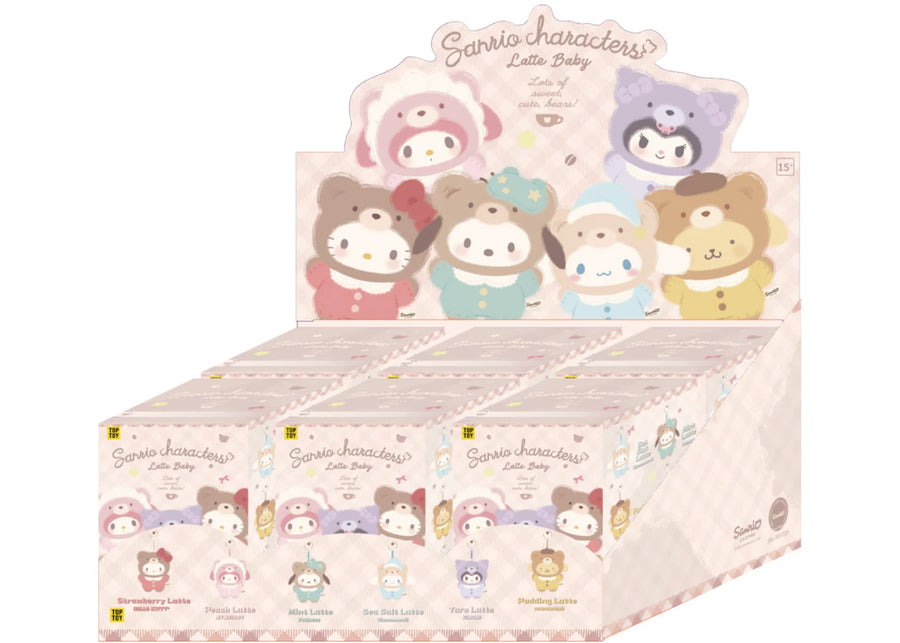 Miniso Top Toy Sanrio Latte Baby Porte-clés en peluche vinyle Boîte scellée (6 boîtes surprises)