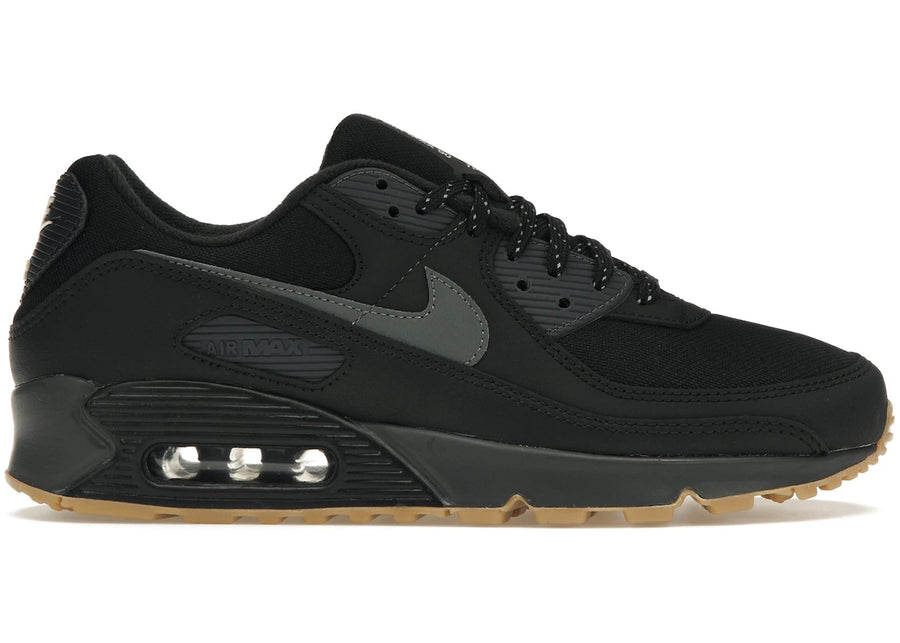 Nike Air Max 90 Noir Gris Fumée Gomme Réfléchissante