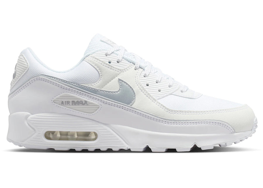 Nike Air Max 90 Premium Blanc Argent Métallisé Réfléchissant