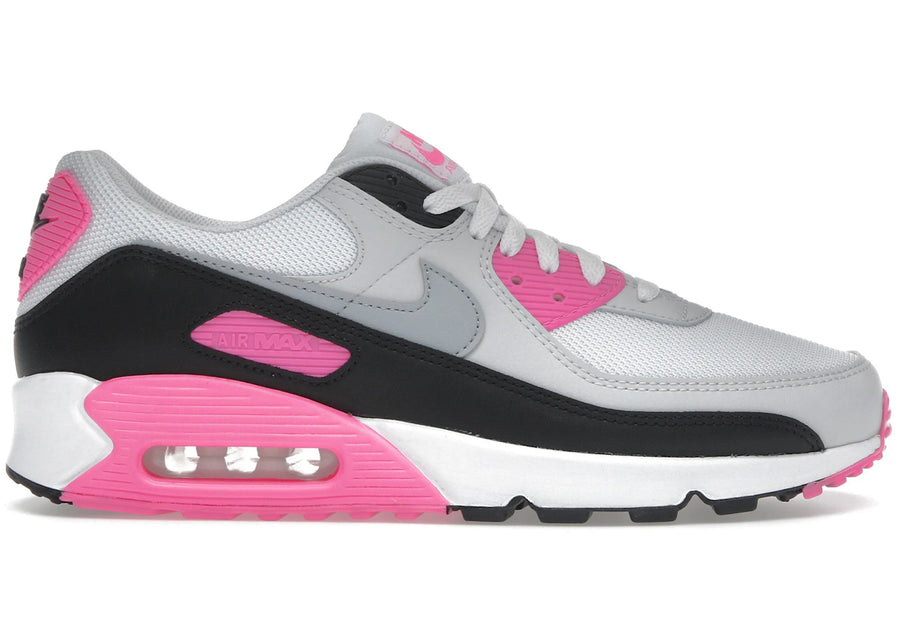 Nike Air Max 90 Blanc Rose Fluorescent Gris Loup (Femme)