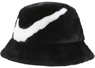 Nike Apex Faux Fur Swoosh Bucket Hat Black/White