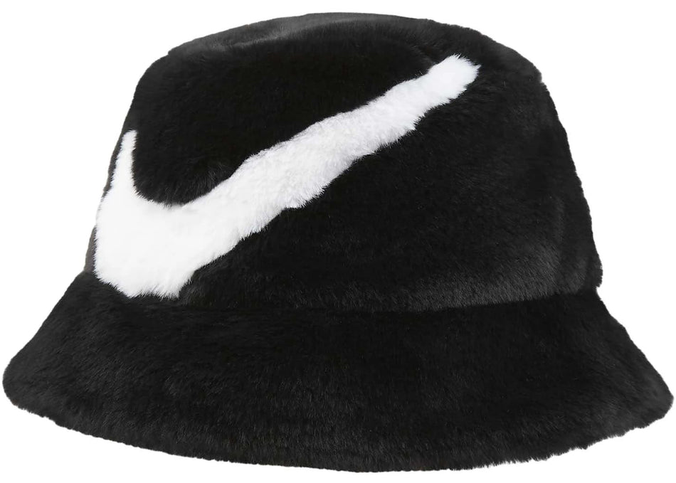 Nike Apex Faux Fur Swoosh Bucket Hat Black/White
