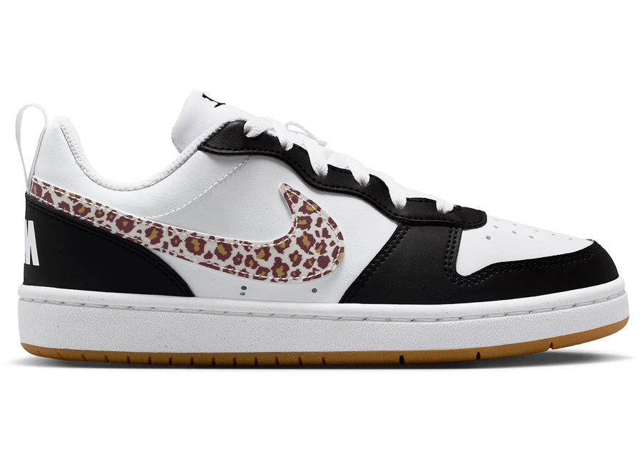 Nike Court Borough Low Noir Blanc Léopard Swoosh (GS)