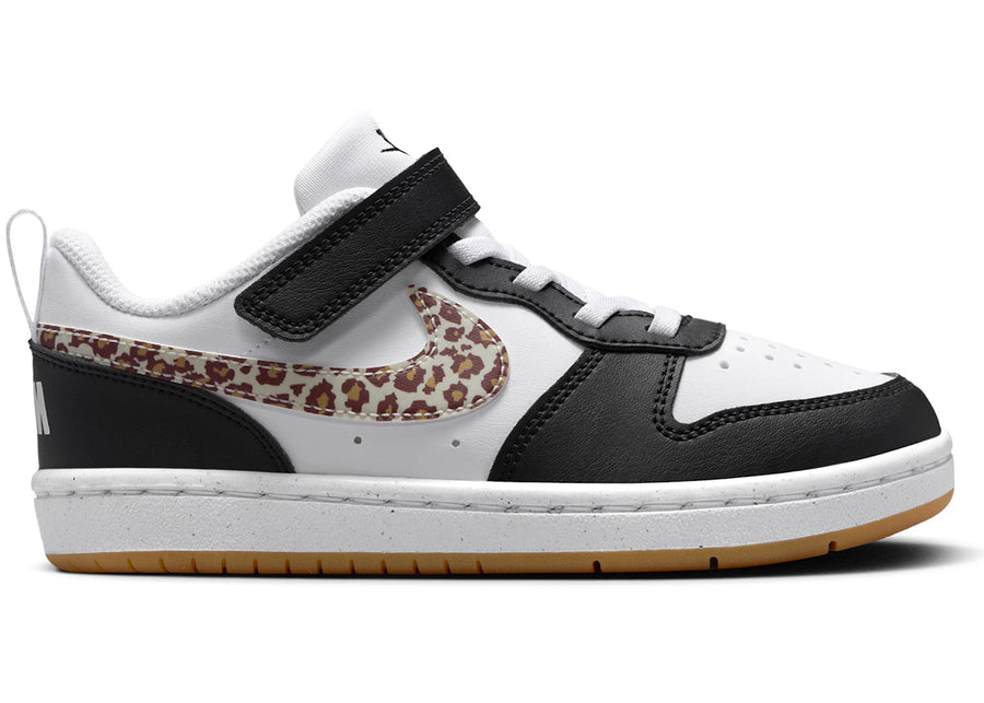 Nike Court Borough Low Noir Blanc Léopard Swoosh (PS)