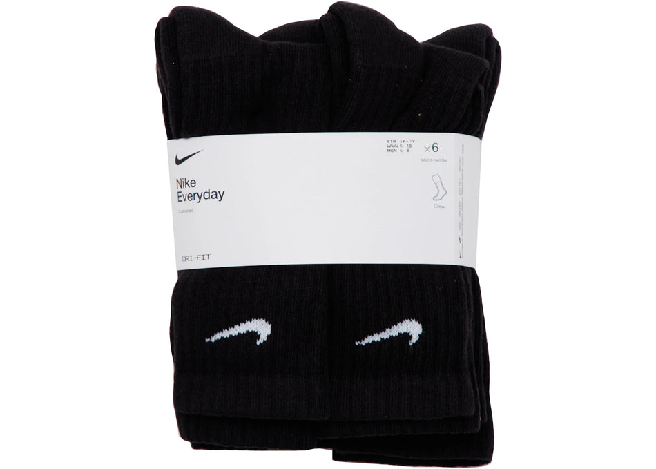 Nike Everyday Plus Cushioned Crew Socks (6 Pairs) Black