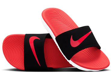 Claquettes Nike Kawa Noir Blanc Rouge Vif (GS)