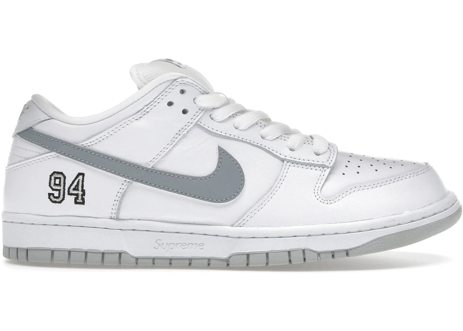 Nike SB Dunk Low Supreme 94 White Metallic Silver