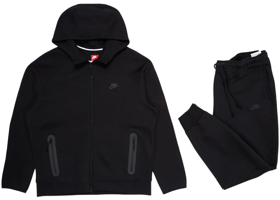 Nike Sportswear Tech Fleece Full-Zip Hoodie & Joggers Set Black/Black