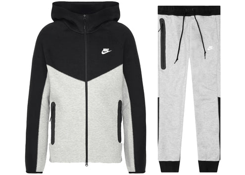 Nike Sportswear Tech Fleece Windrunner Full Zip Hoodie & Joggers Set Dark Grey Heather/Black/White