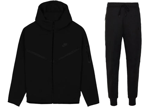 Nike Sportswear Tech Fleece Windrunner Full Zip Hoodie & Pant Set (FW24) Black/Black