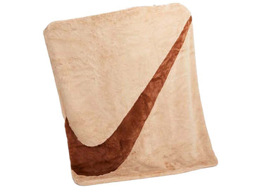 Nike Swoosh Faux Fur Throw Blanket Beige/Brown