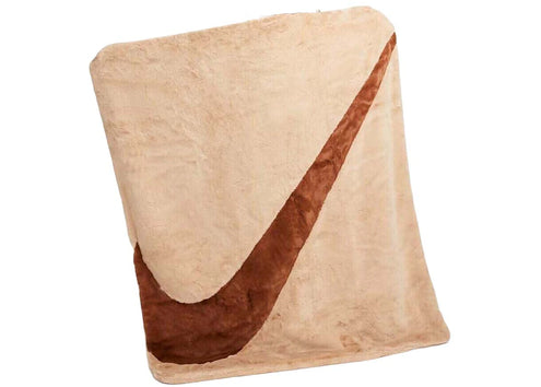 Nike Swoosh Faux Fur Throw Blanket Beige/Brown