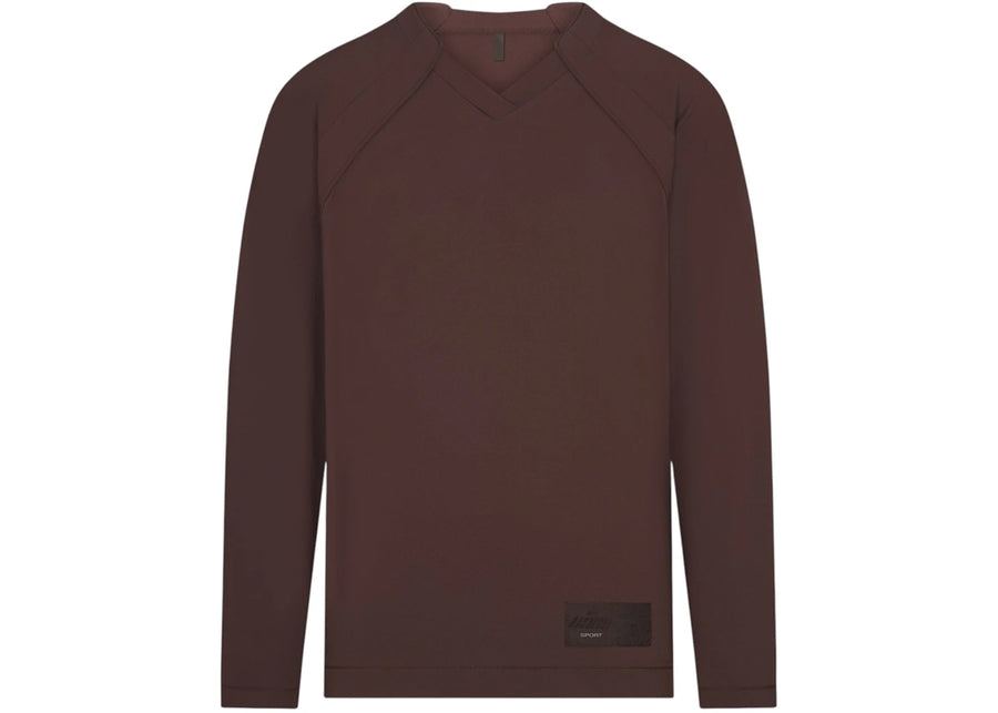 Nike x SKIMS Women's Airy V-Neck Oversized Long Sleeve Top Dark Sepia
