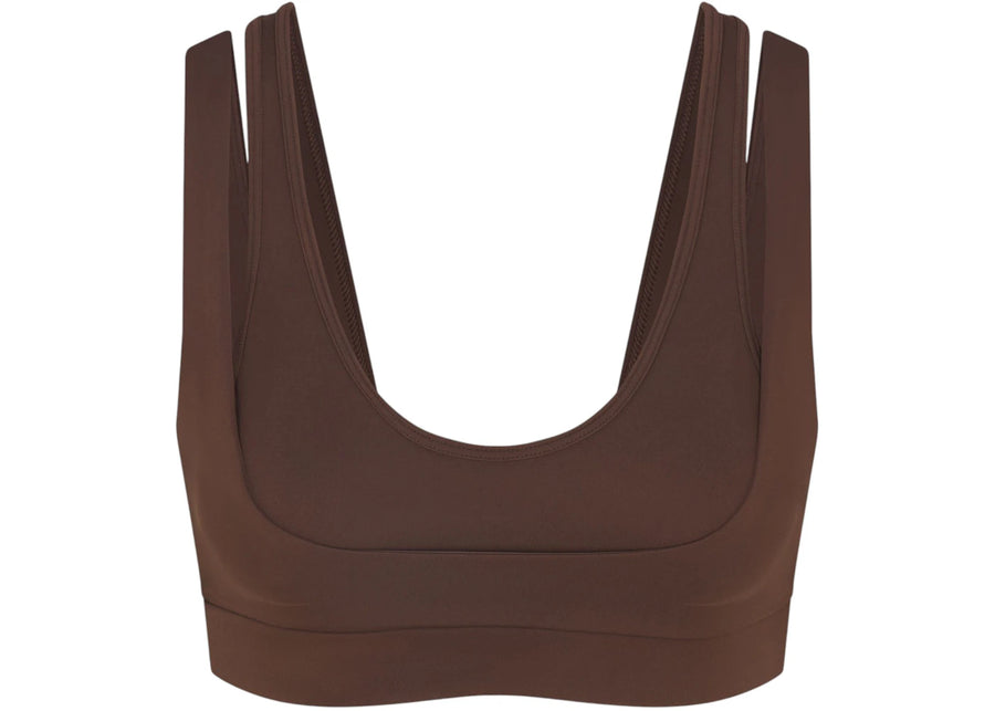 Nike x SKIMS Women's Matte Double Strap Scoop Bra Dark Sepia