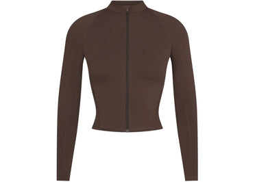 Nike x SKIMS Women's Matte Mock Neck Full Zip Jacket Dark Sepia