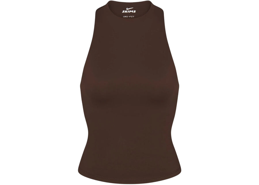 Nike x SKIMS Women's Matte Mock Neck Racer Tank Dark Sepia