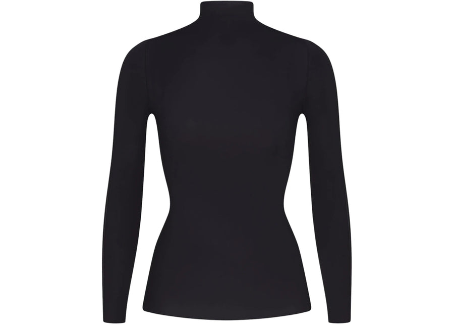 Haut à manches longues et col montant Nike x SKIMS pour femme, couleur Obsidienne