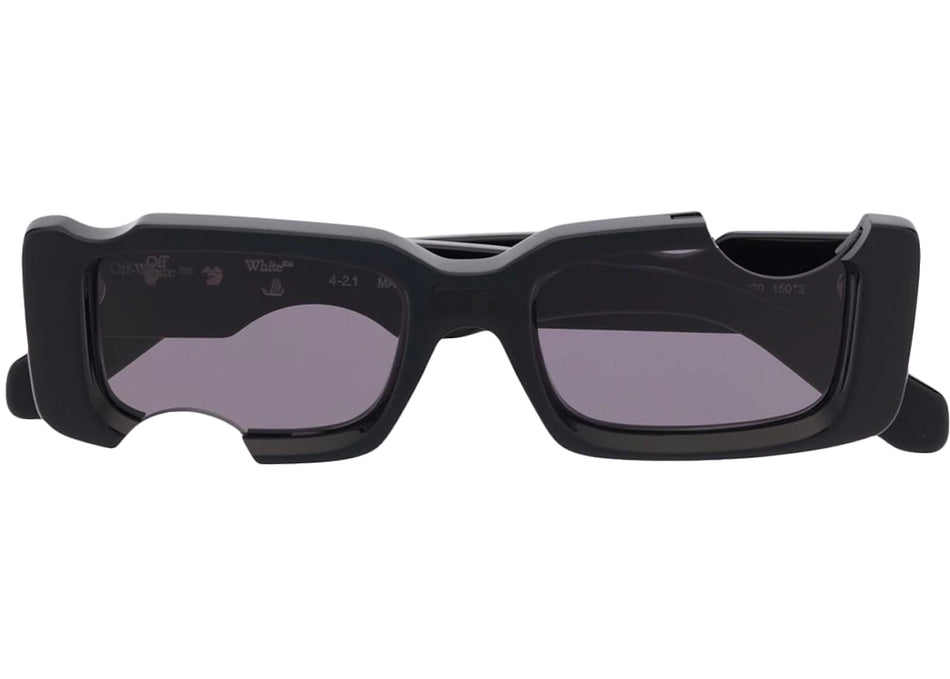 OFF-WHITE Cady Cut-Out Rectangular Frame Sunglasses Black/White/Grey (SS22) (OERI006C99PLA0011007)
