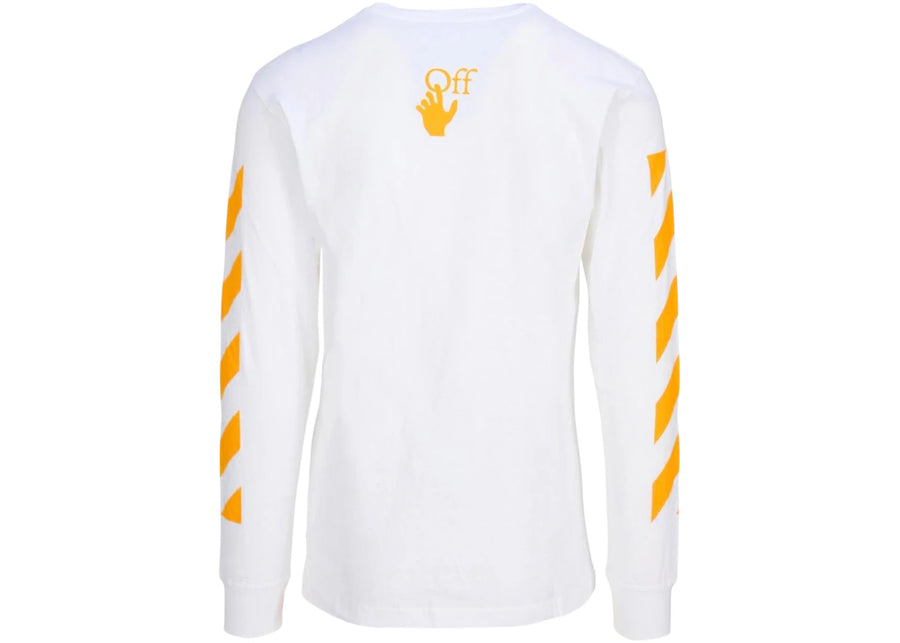 T-shirt à manches longues OFF-WHITE Caravaggio Saint Jérôme, imprimé écriture, blanc/jaune/noir