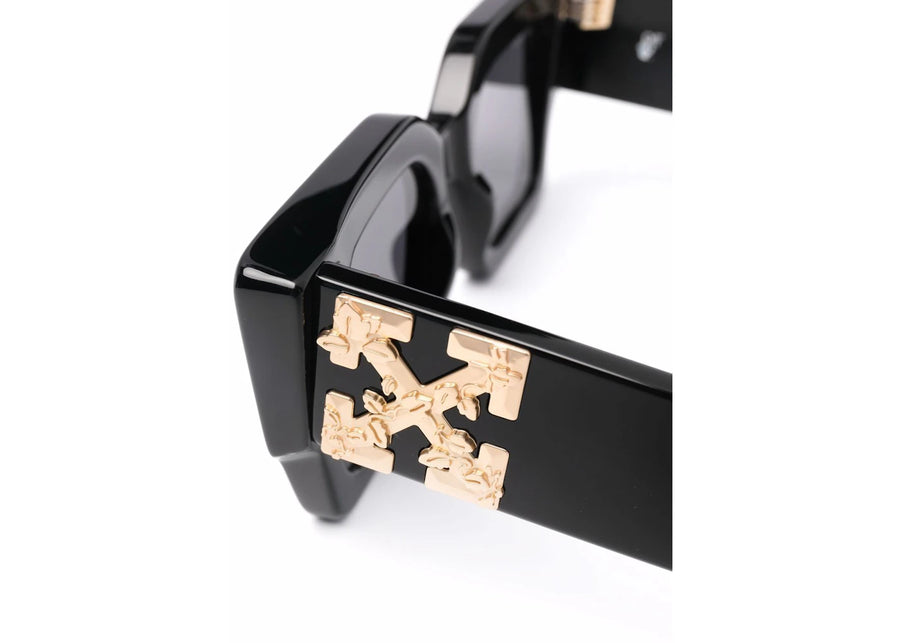 OFF-WHITE Catalina Rectangular Frame Sunglasses Black/Dark Grey/Gold (OERI003Y21PLA0011007 / OERI003C99PLA0011007)