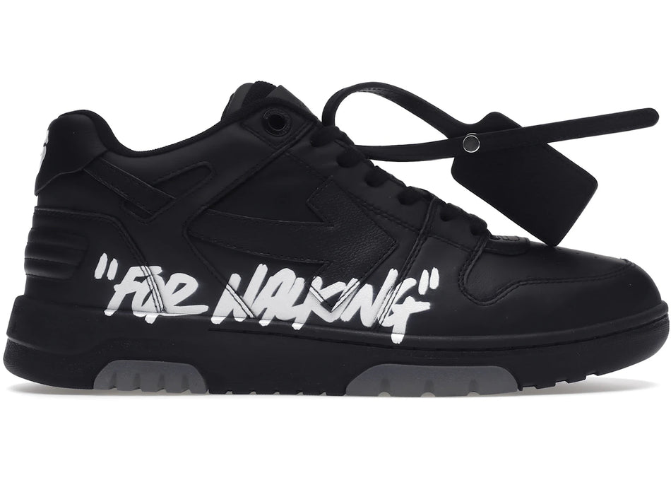 OFF-WHITE Out Of Office OOO "For Walking" Low Tops Black White