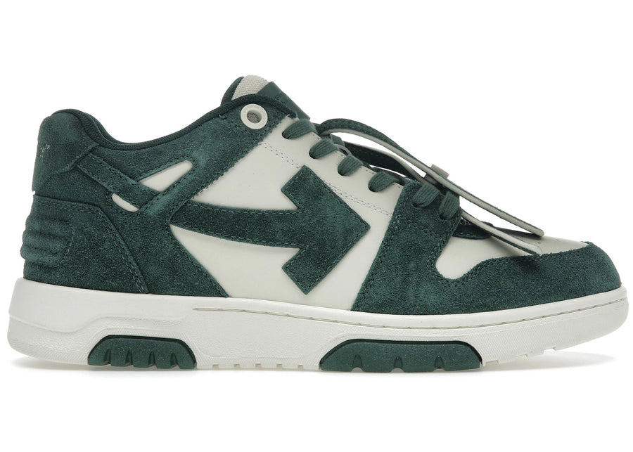 OFF-WHITE Out Of Office "OOO" Baskets basses en daim vert jais écru