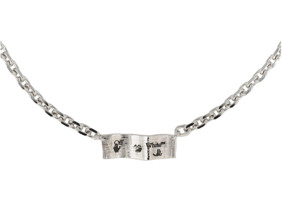 OFF-WHITE Swimming Logo Necklace Silver