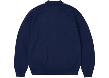 Palace Fred Perry Long Sleeve Knitted Shirt Peacoat