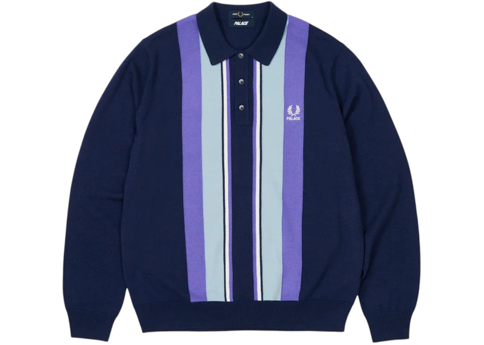 Palace Fred Perry Long Sleeve Knitted Shirt Peacoat