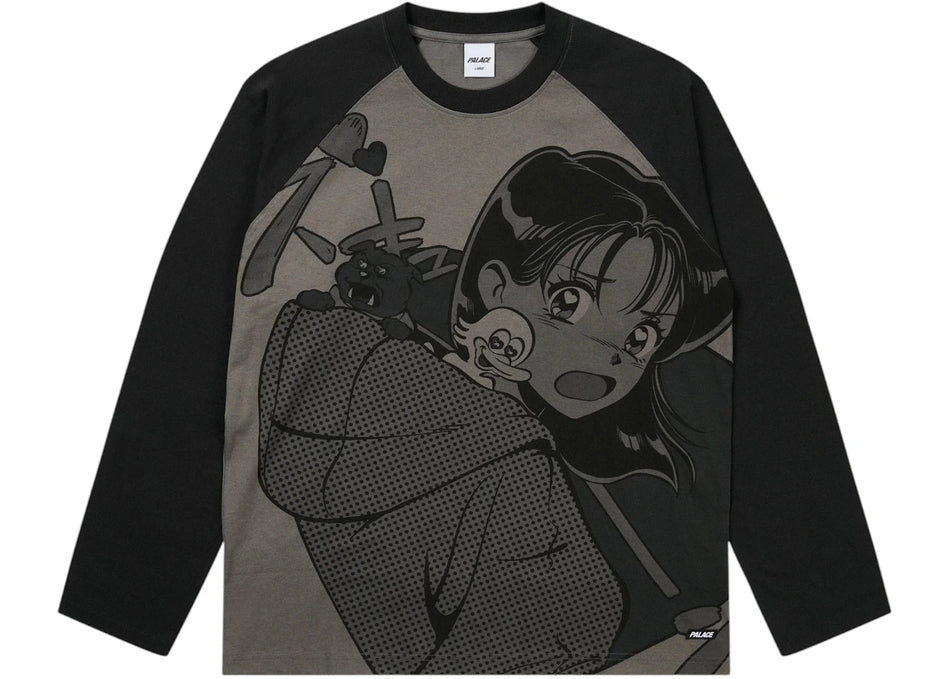 Palace Rear View Raglan Longsleeve Shirt Black/Mono