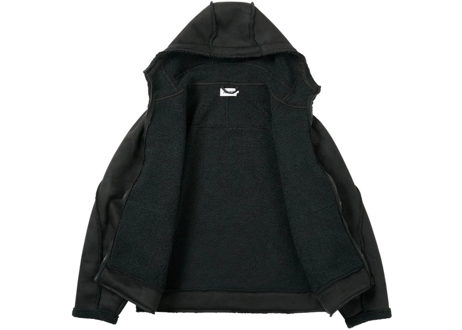 Palace Sherpa Faux Suede Hooded Jacket Black