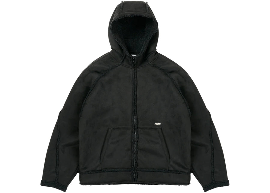 Palace Sherpa Faux Suede Hooded Jacket Black