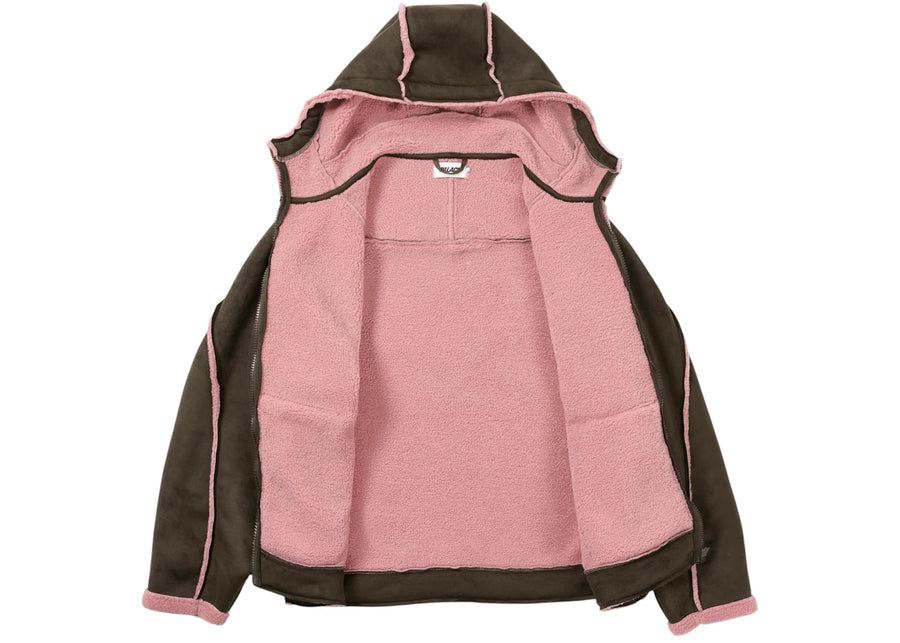 Veste à capuche Palace Sherpa en faux daim, couleur renard