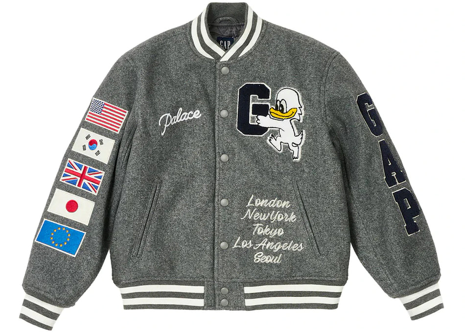 Palace x Gap Kids Varsity Jacket Grey