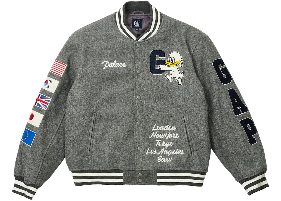Palace x Gap Varsity Jacket Grey