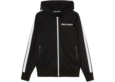 Palm Angels Black Hoody Track Jacket Black/White