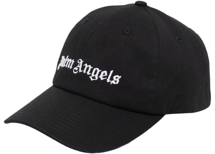 Casquette Palm Angels à logo gothique brodé en intarsia, noir/blanc (SS22)