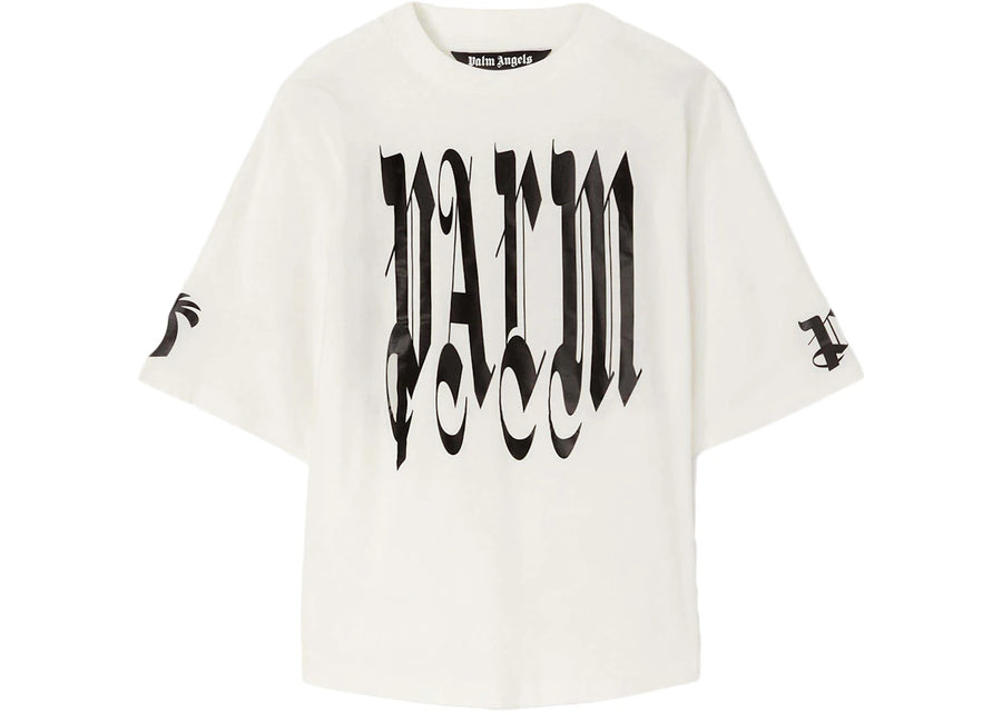 T-shirt blanc avec logo gothique Palm Angels