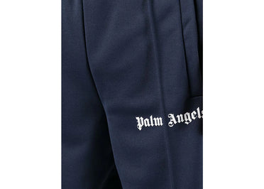 Palm Angels Logo Print Track Shorts Navy Blue/White