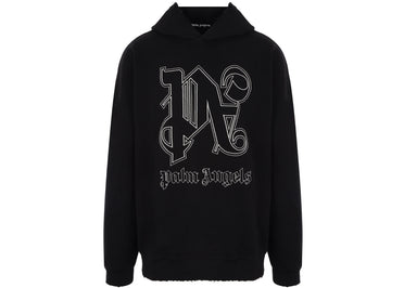 Palm Angels Monogram Statement Logo Hoodie Black