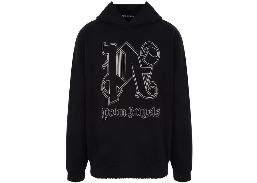Sweat à capuche noir Palm Angels avec logo monogramme.