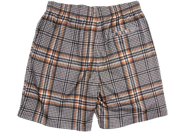 Patta Glen Check Mesh Shorts Oyster Grey Monks Brown