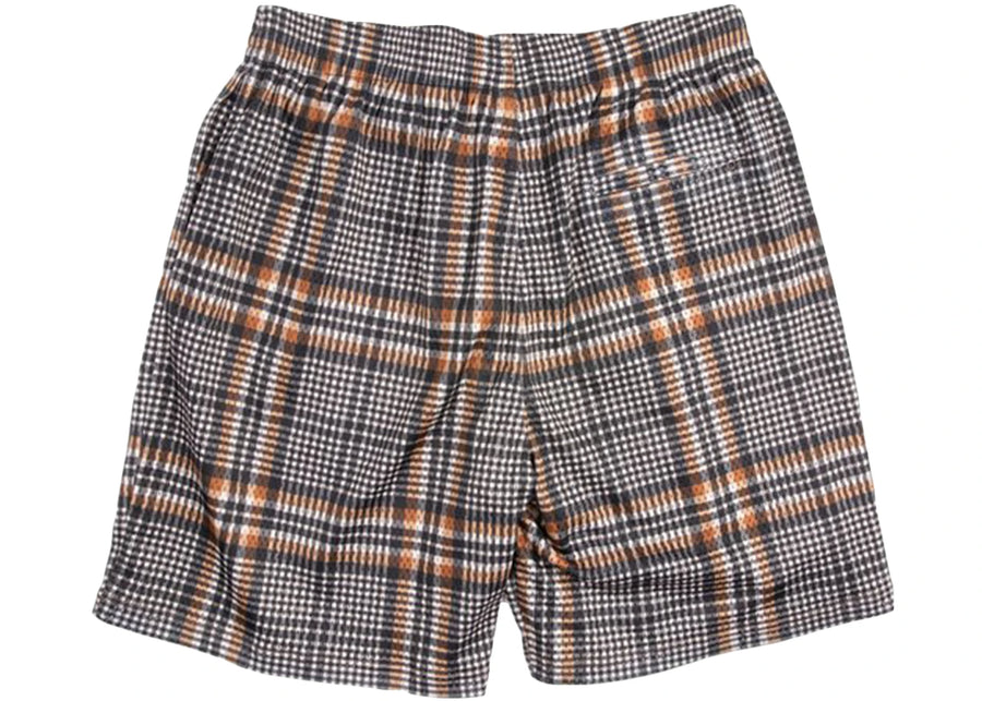 Short en maille à carreaux Patta Glen, gris huître, marron