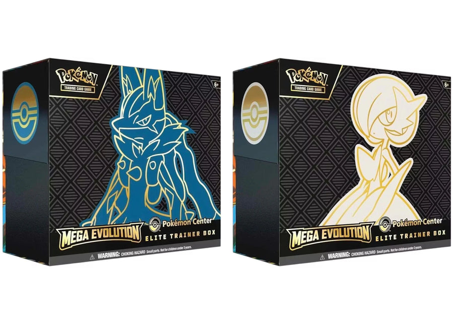 Lot de 2 coffrets Dresseur d'élite Pokémon Mega Evolution Mega Lucario et Mega Gardevoir (Centre Pokémon)