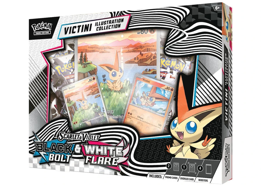 Coffret de collection d'affiches illustrées Pokémon Scarlet &amp; Violet Black Bolt/White Flare Unova Victini