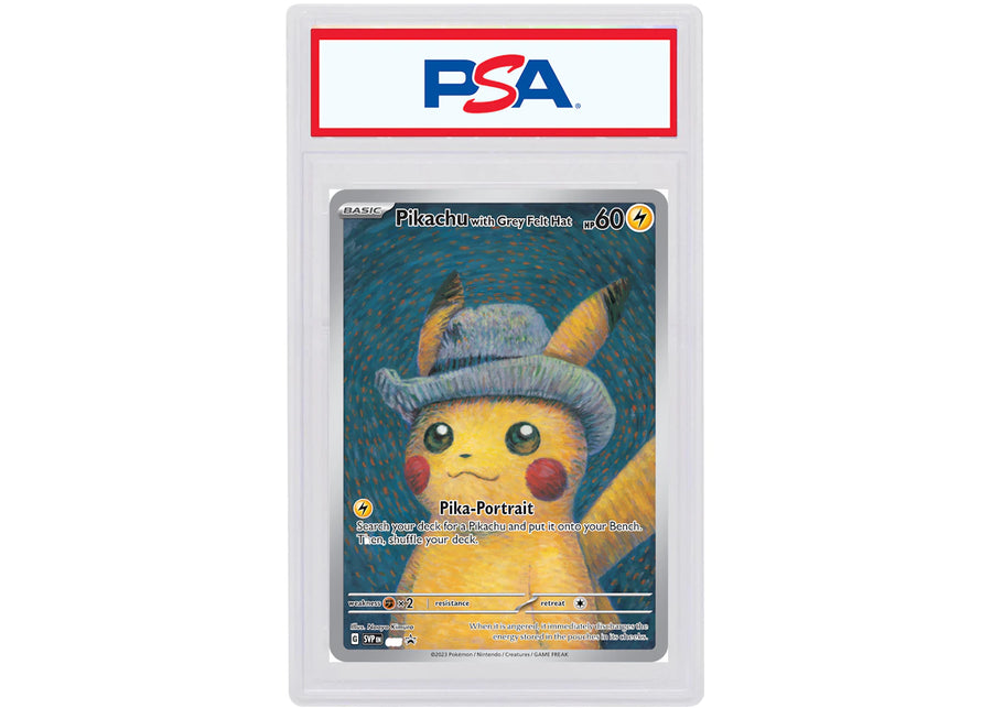 Pokémon JCC x Musée Van Gogh Pikachu avec chapeau en feutre gris (certifié PSA ou BGS)
